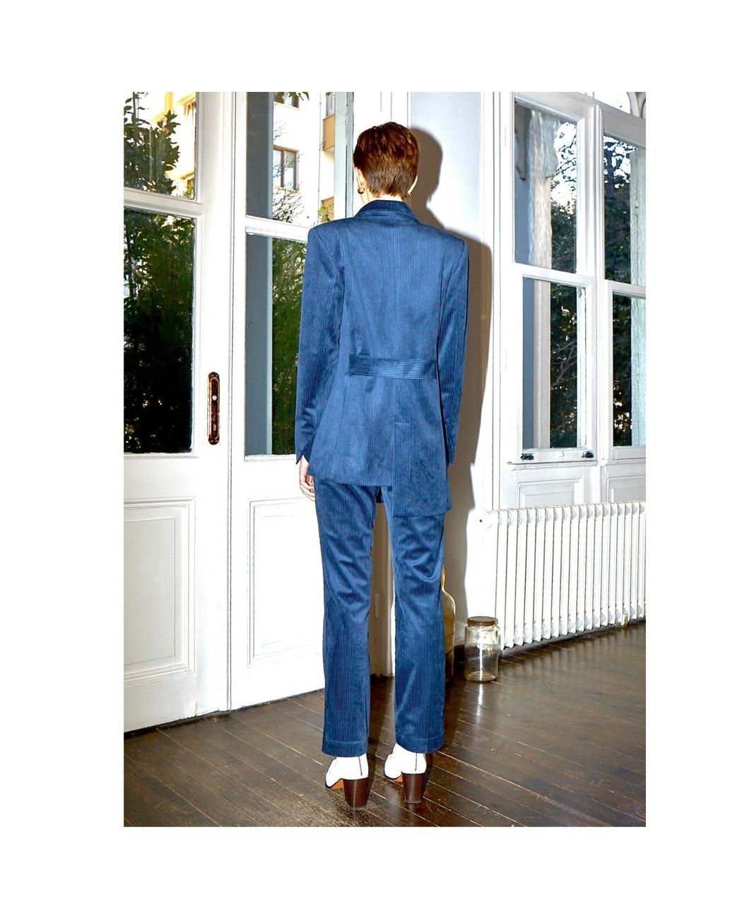 NAZLI CEREN Blue Bicolle Corduroy Jacket