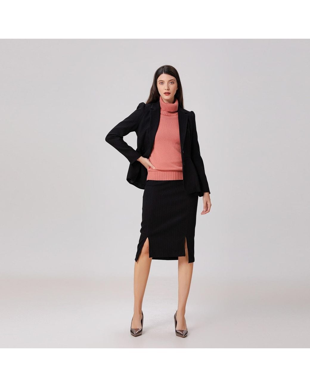 Smart and Joy Black Fit And Flare Blazer