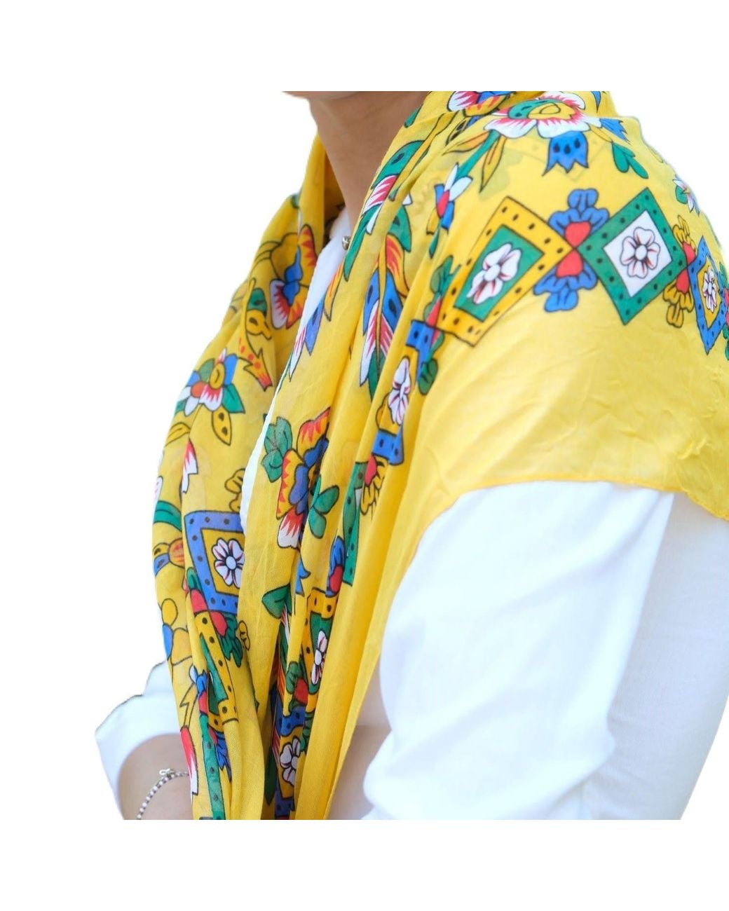 Springmoonatelier Yellow Floral Scarf