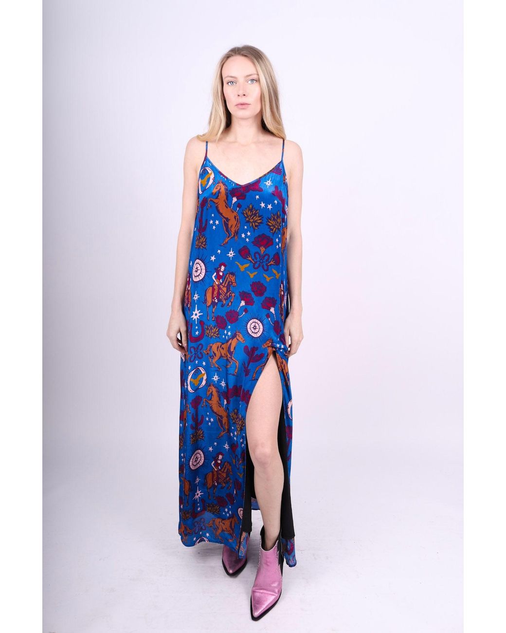 Any Old Iron Blue Easy Rider Star Viscose Dress