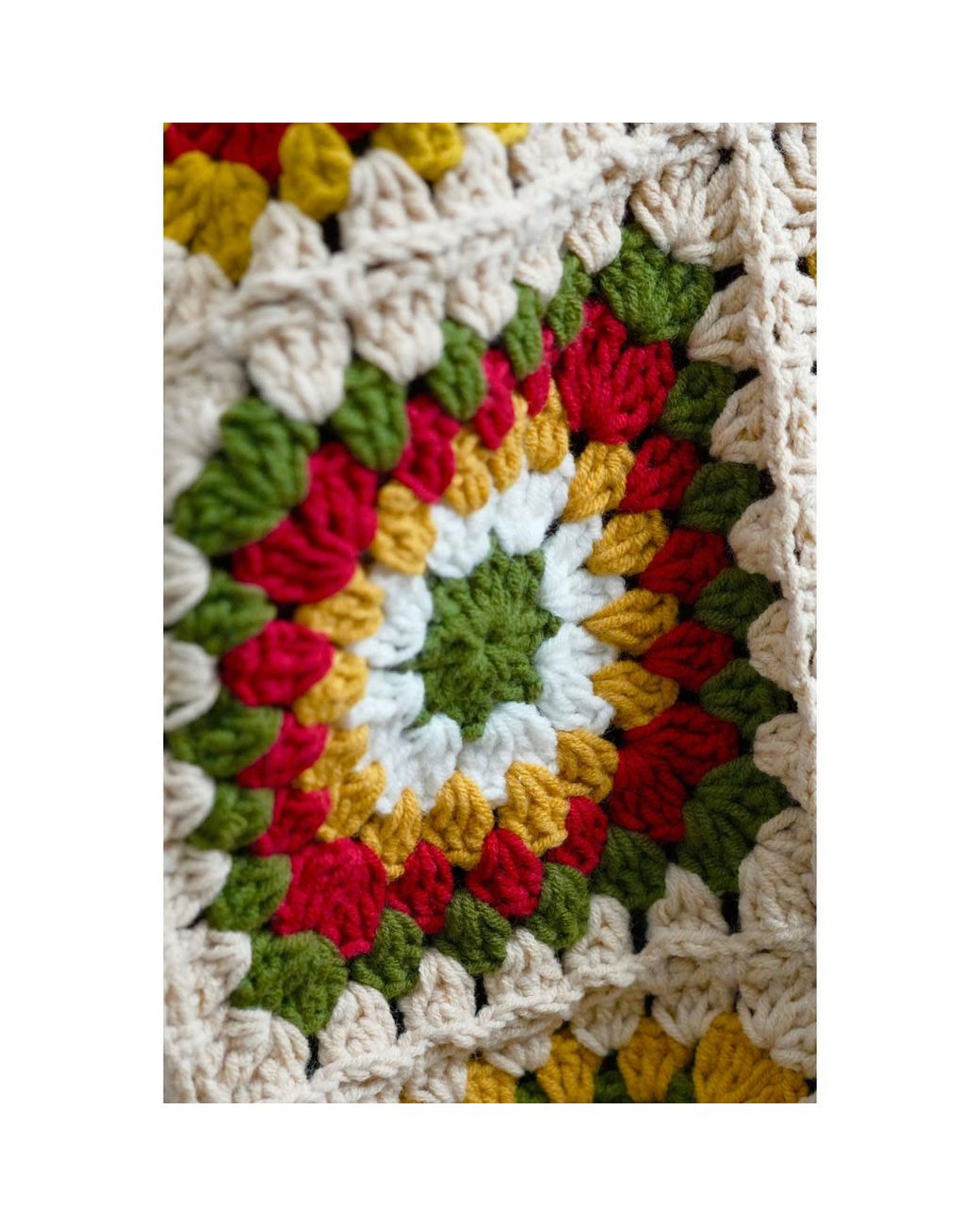 Ana Chic Orange Cream Boho Granny Square Handmade Crochet Cardigan