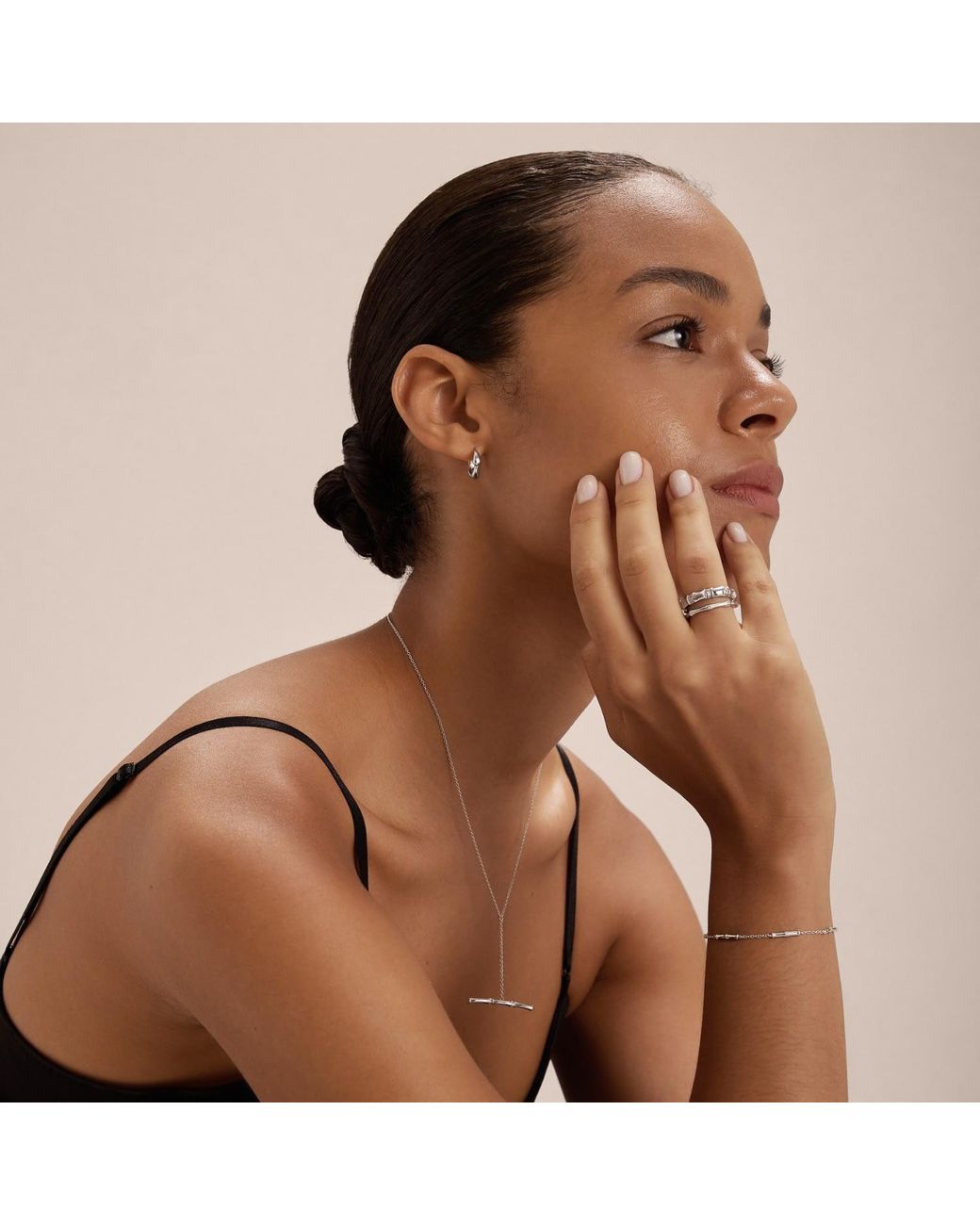 Vanhi Metallic Colette Droop Link Huggie Earrings