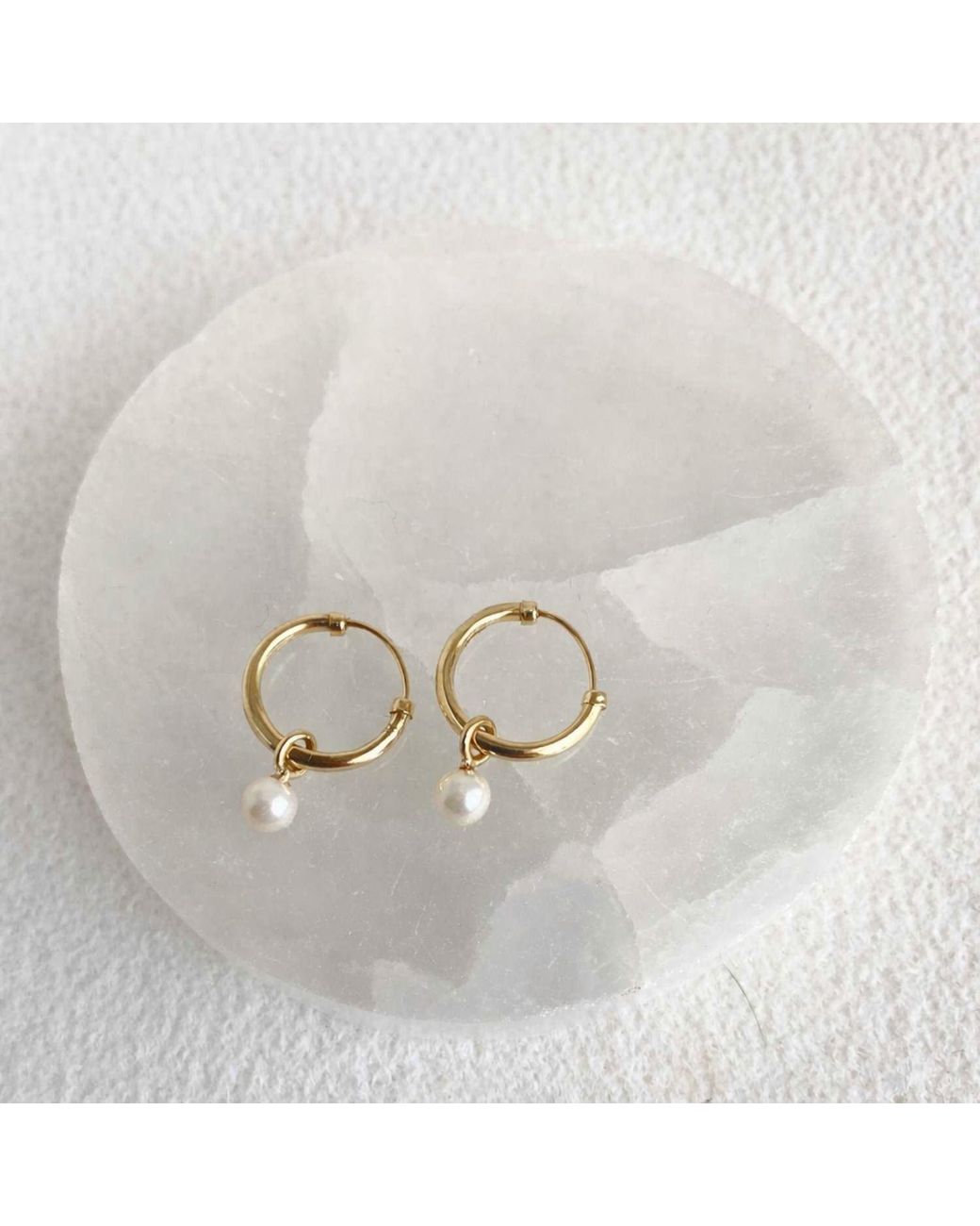 Lily Flo Jewellery Metallic Pearl Floating Hoop Earrings