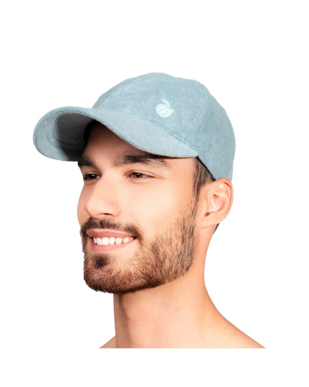 Maison Tangerine Blue Terry Cotton Baseball Cap Sea Moss for men