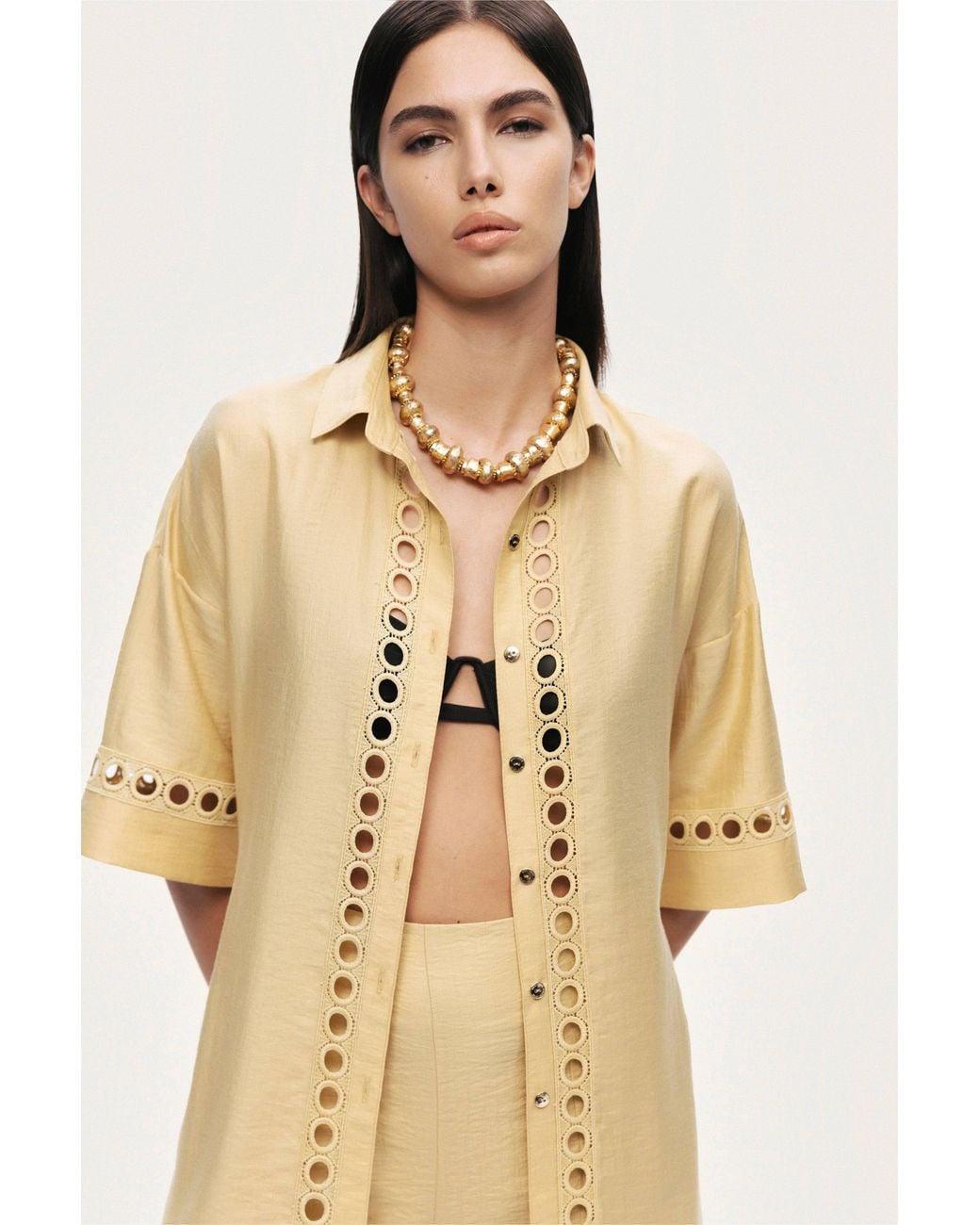 Nocturne Yellow Relaxed Straight-Leg Pants