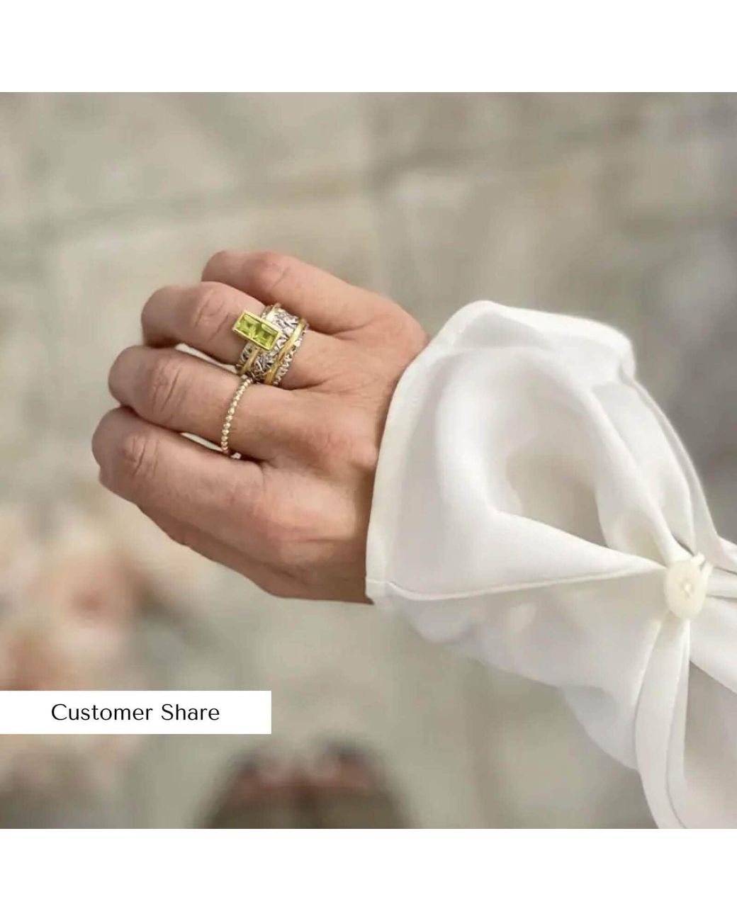 German Kabirski Metallic Verina Plated Ring With Peridot