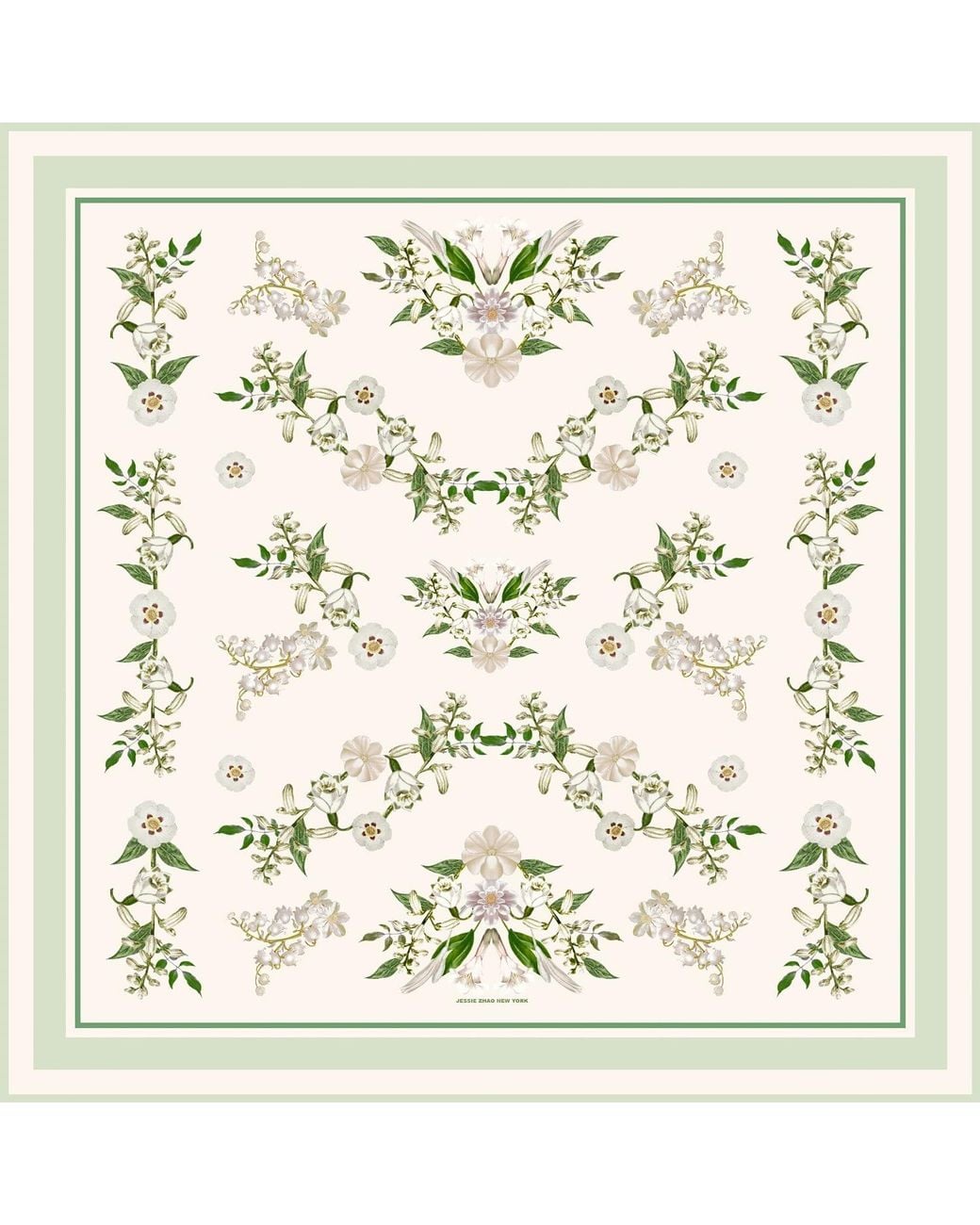 Jessie Zhao New York Metallic Neutrals Lily Garden Double Sided Silk Scarf