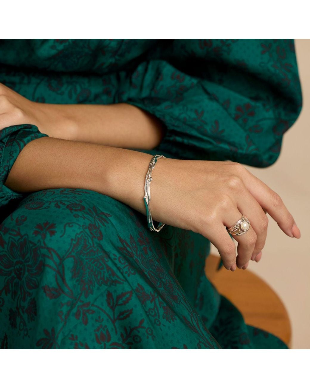 Isla Silver Metallic Pearl Statement Ring