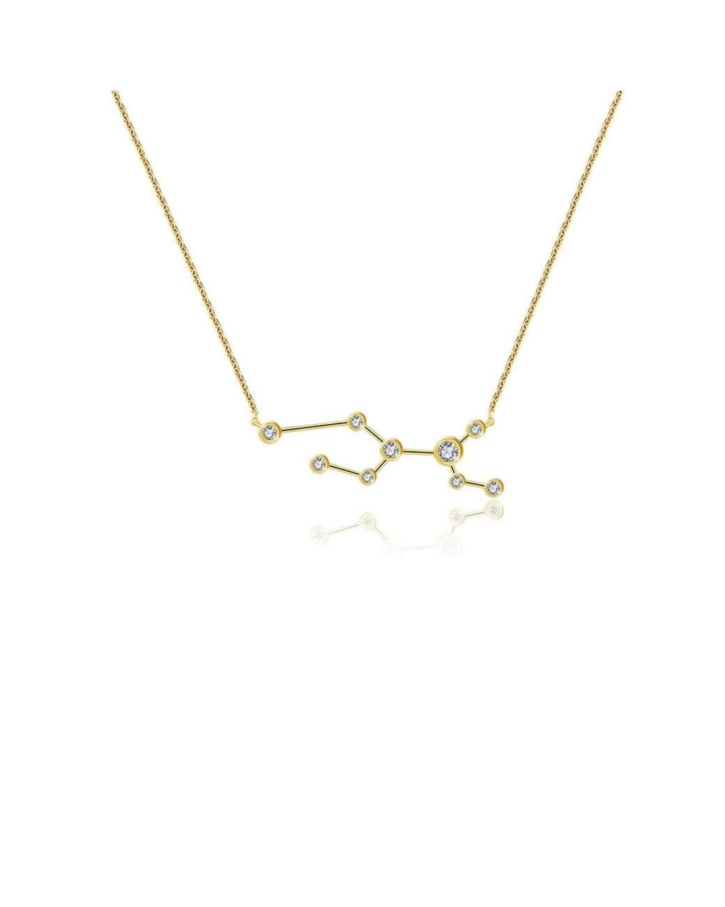 Genevieve Collection Metallic Virgo Zodiac Constellation Necklace 18K & Diamond