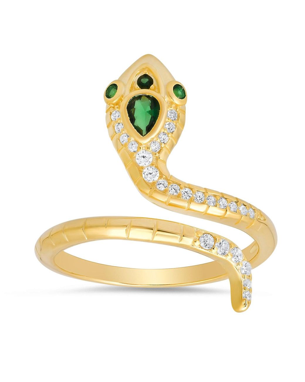 Kylie Harper Metallic Emerald & Diamond Cz Snake Ring