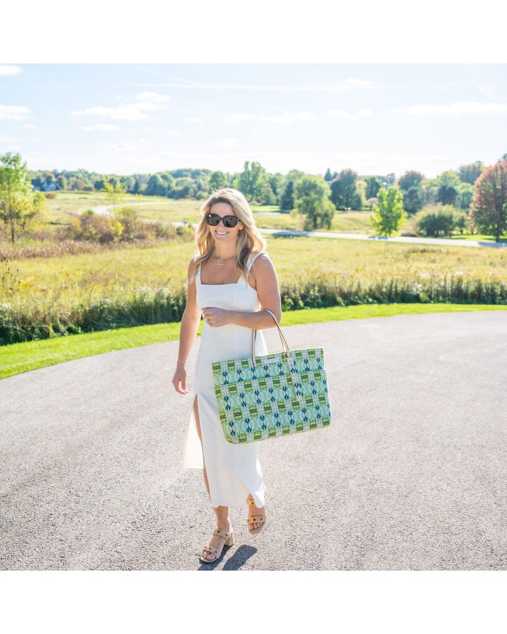 Evelyn & Kate Green Blackberry Classic Canvas Tote With Leather Straps