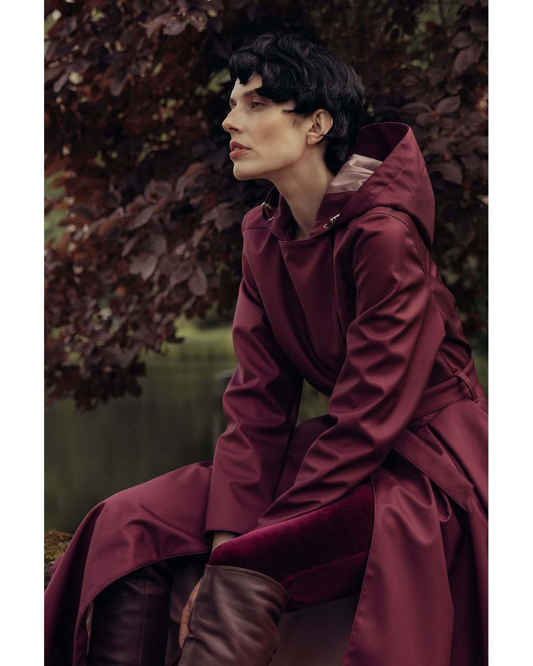 RainSisters Purple Double Breasted Trench Coat