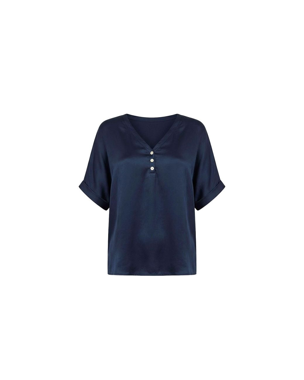 James Lakeland Blue Button Detail Relaxed Fit Top
