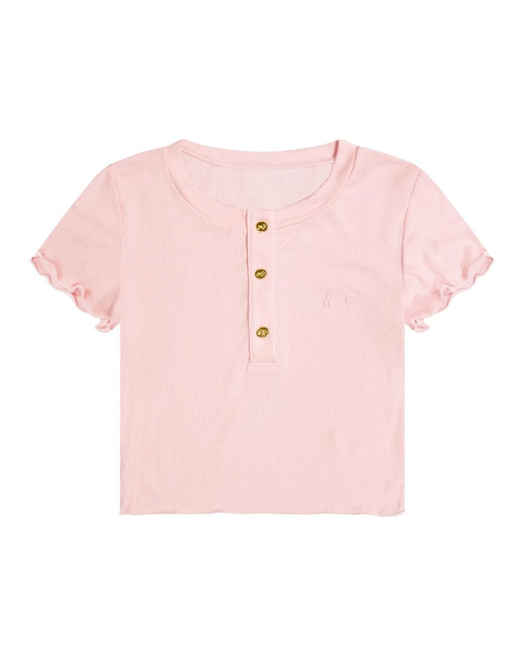 Cloud Haven Pink Dainty Tee With Logo Buttons