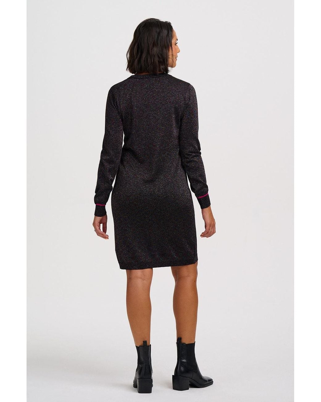 Sugarhill Black Kyra Sparkly Knitted Short Dress