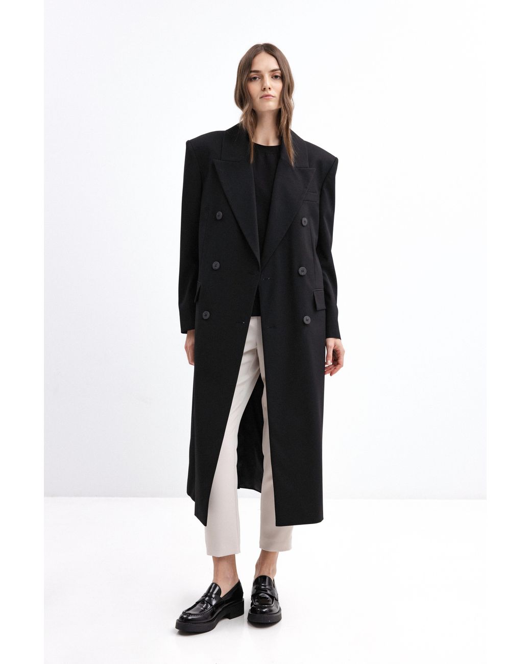 InAvati Black Oversized Jacket-Style Coat