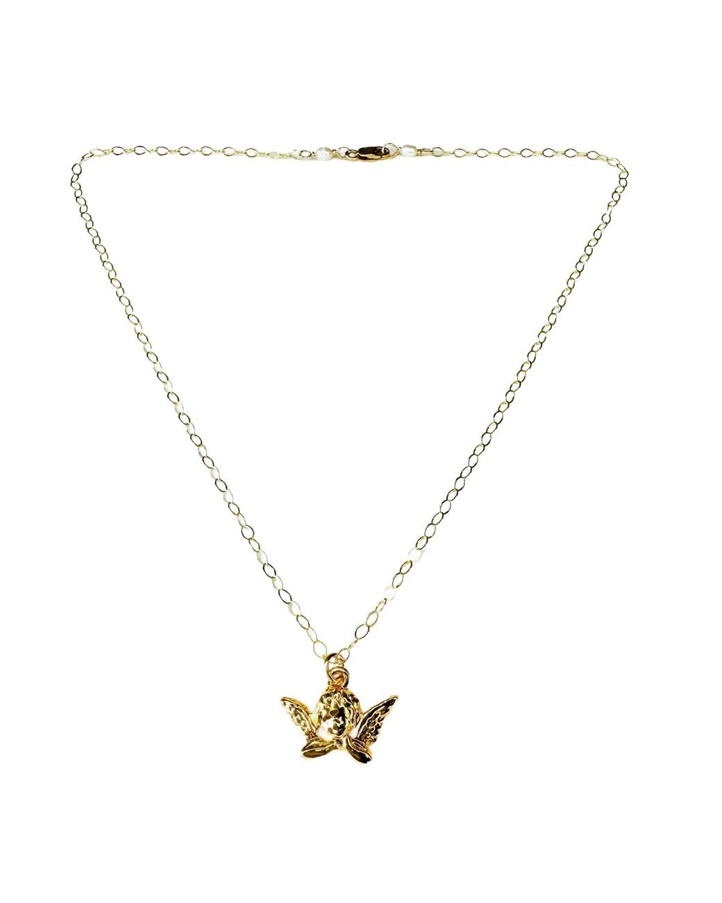 Lexi Jewelry Metallic Golden Angel Charm Necklace
