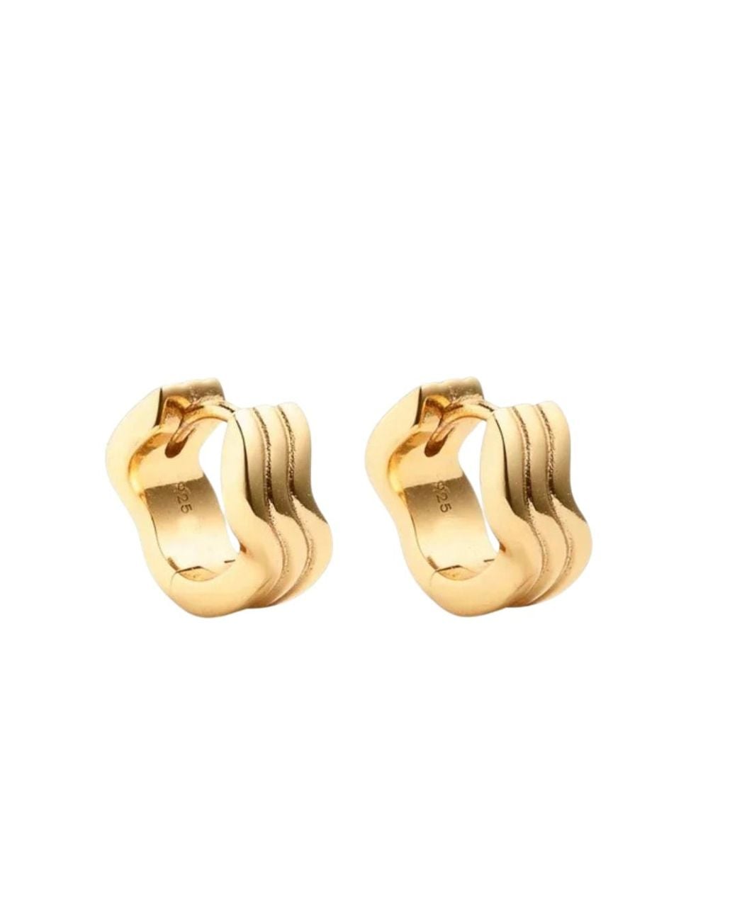 Nazzar Metallic Wave Huggie Mini Earrings