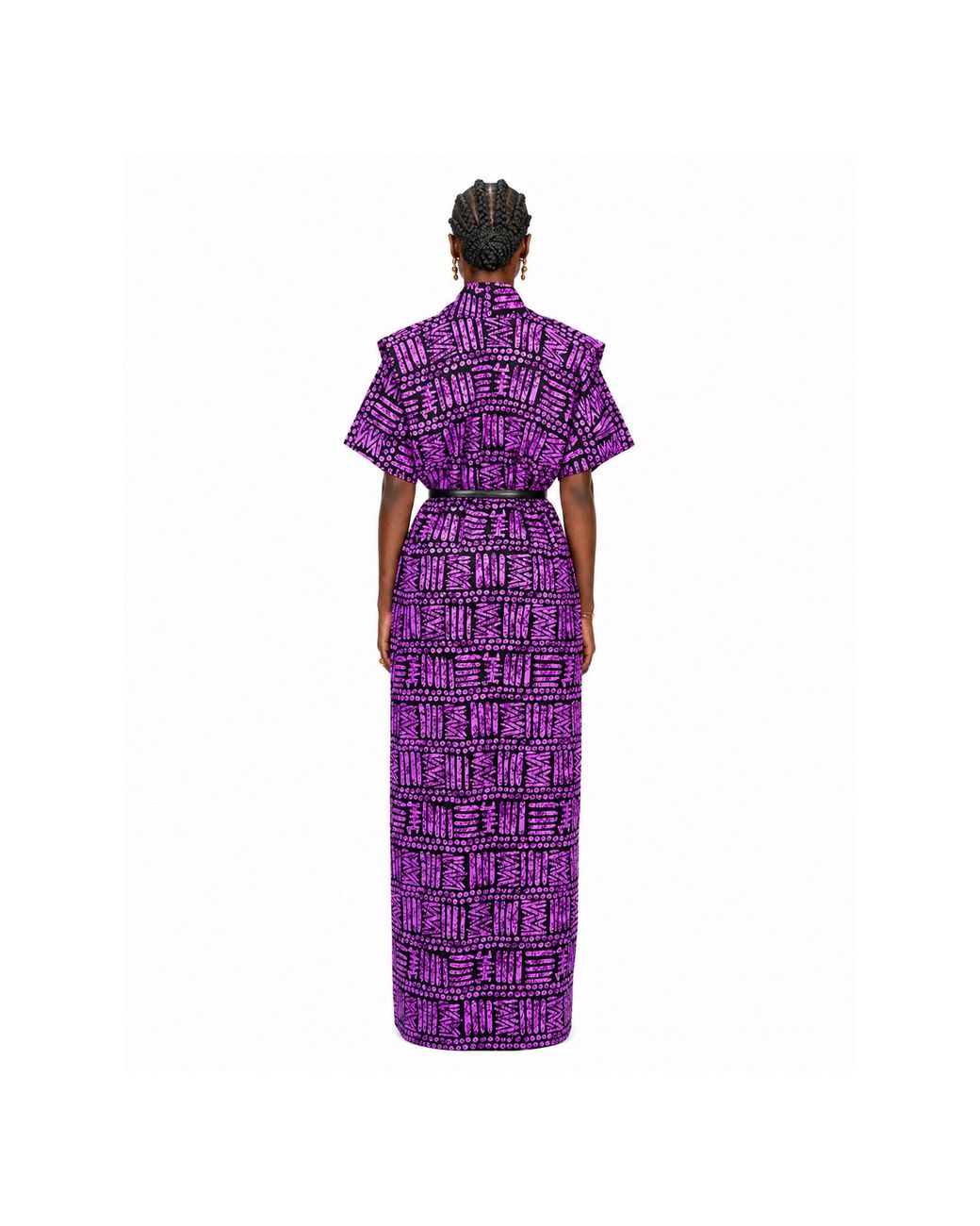 Chuks Collins Purple Ajah Collection: Peach Print Long Dress