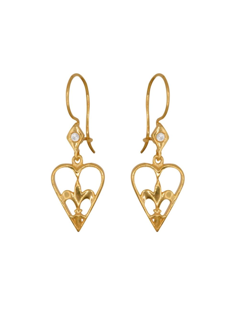 Myrto Katramadou Jewellery Metallic Heartshield – Hook Earrings-Plated