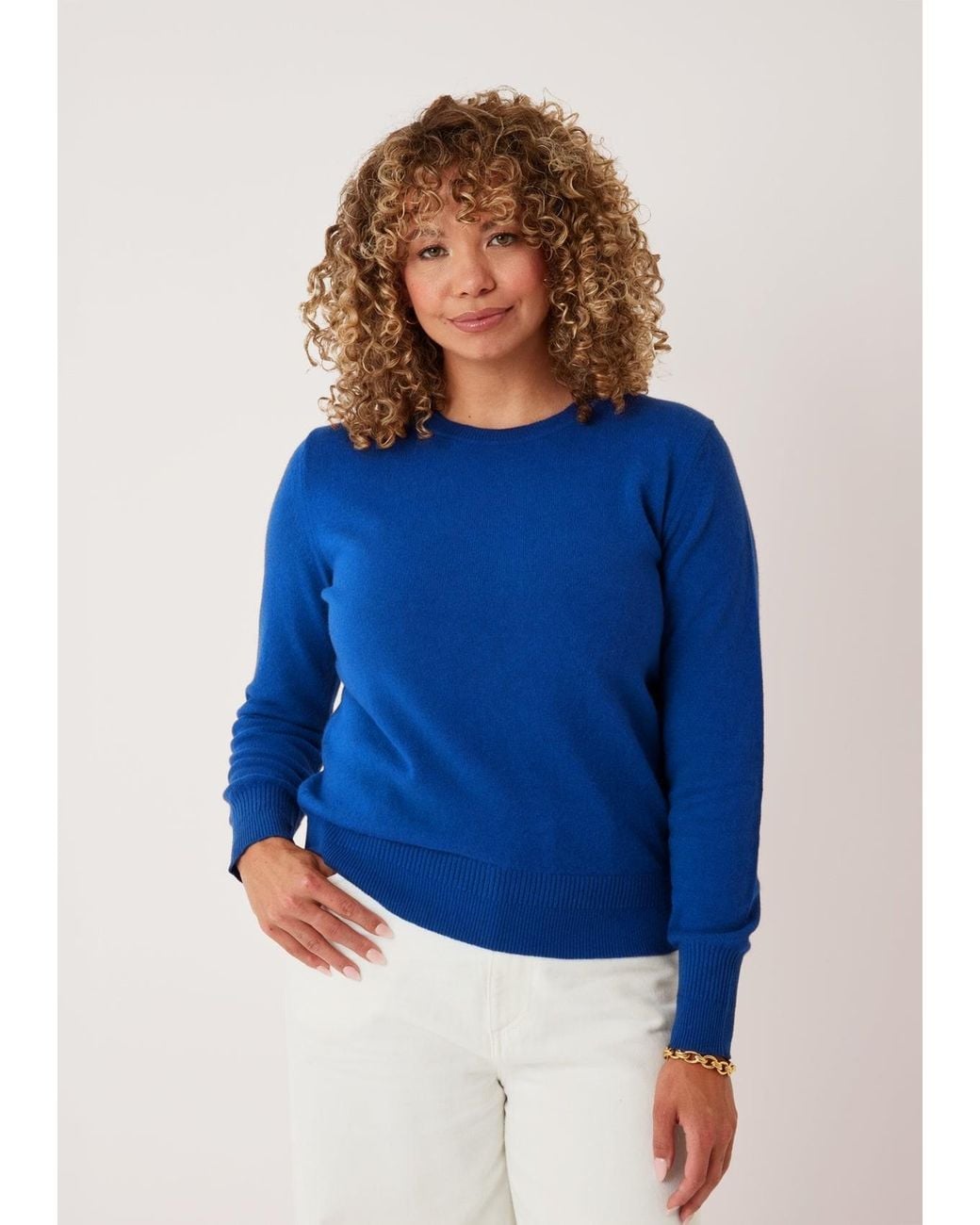 Loop Cashmere Blue Cashmere Crew Neck Sweater