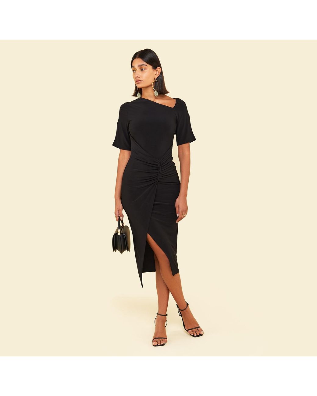 Celestine & Mae Black Latica Midi Dress