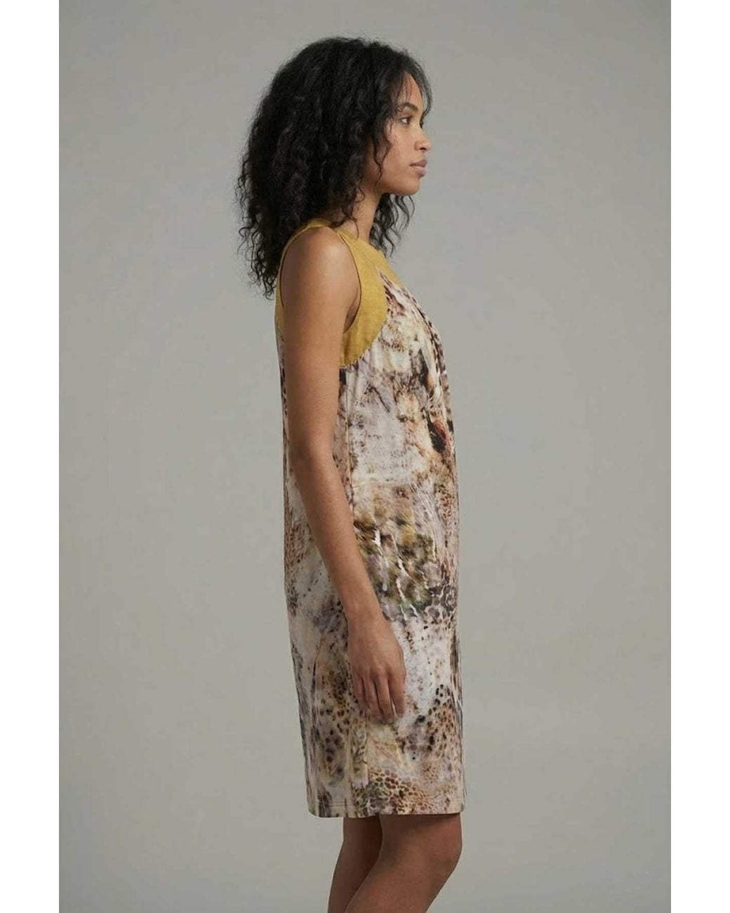 Conquista Natural Elegant Animal-Print Halter Dress — Light, Sophisticated & Effortlessly Chic