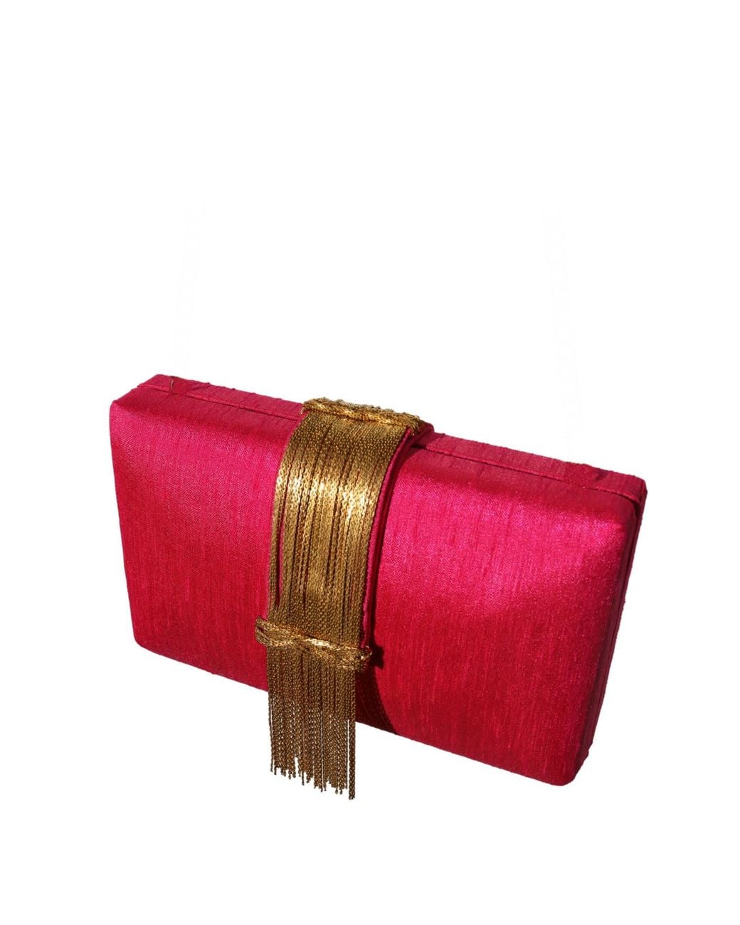 Simitri Pink Cranberry Sauce Fringe Clutch