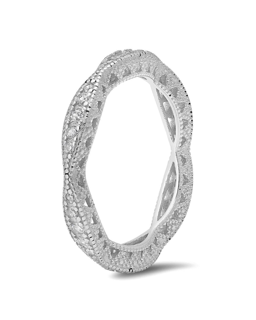 Kylie Harper Metallic Sterling Stackable Vintage Swirl Eternity Band Ring