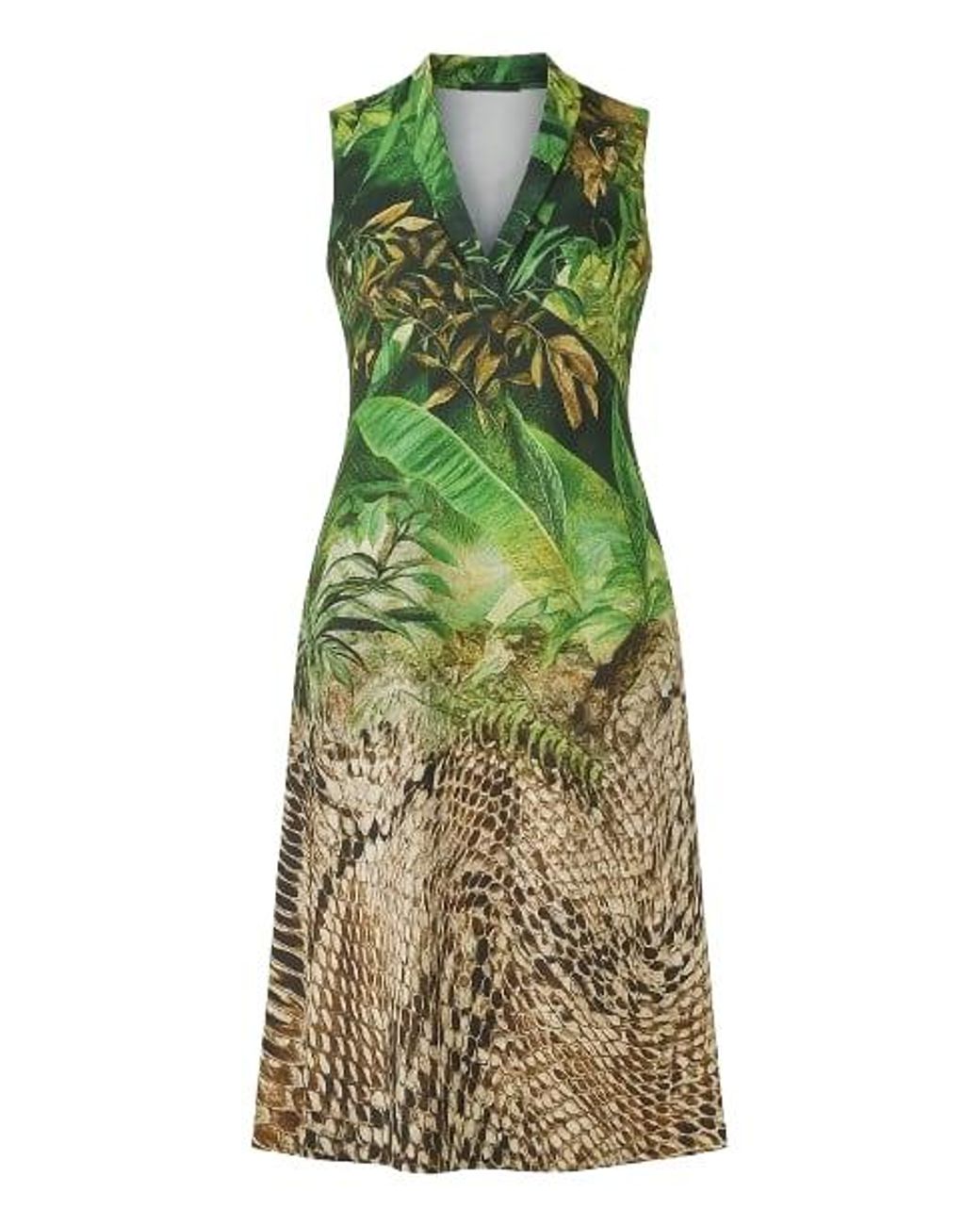 Conquista Green Safari Empire Waist Dress