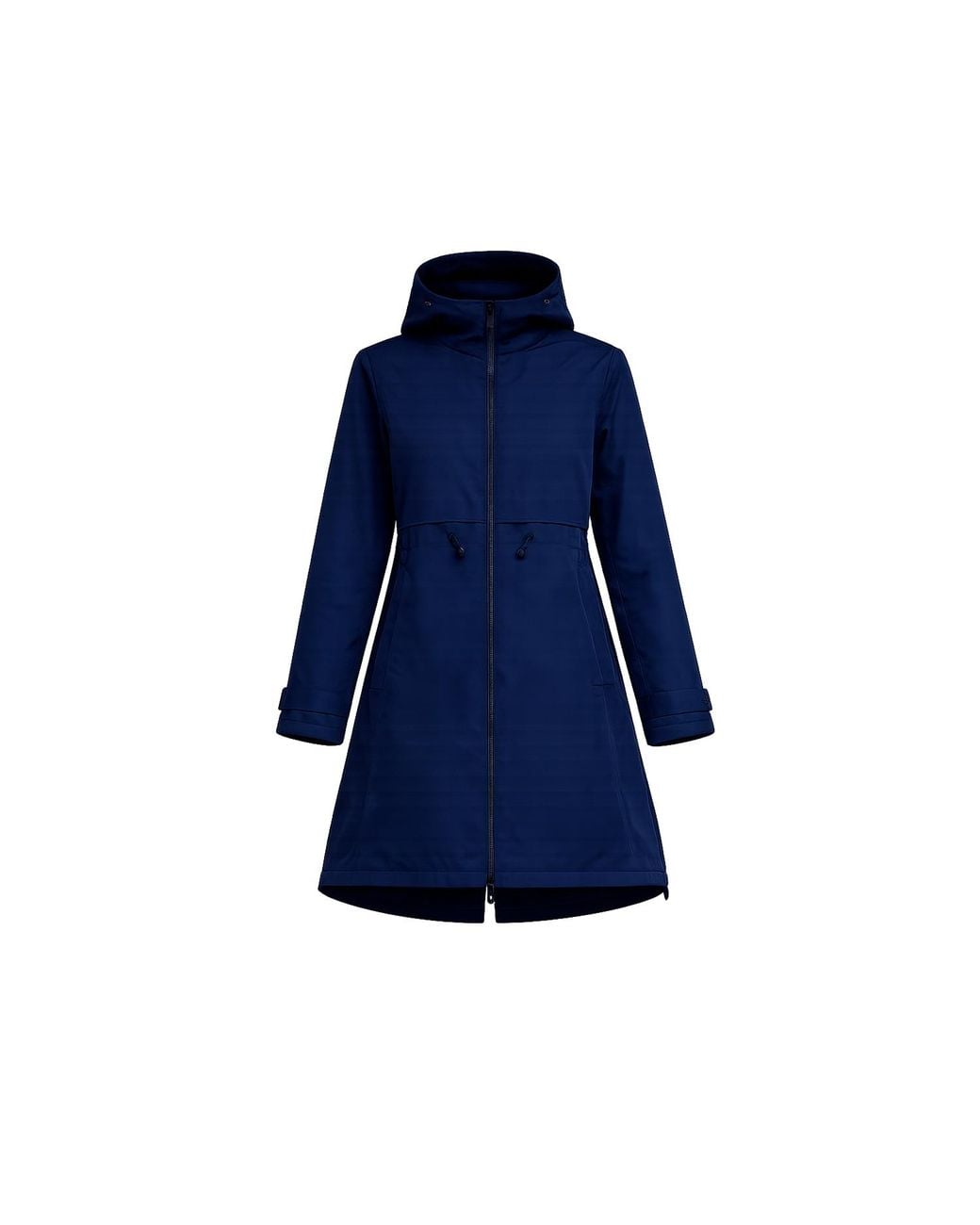 Tantra Spain Sl Blue Long Trench Coat With Hood, Zipper Closure, And Zipper Detail On The Sides