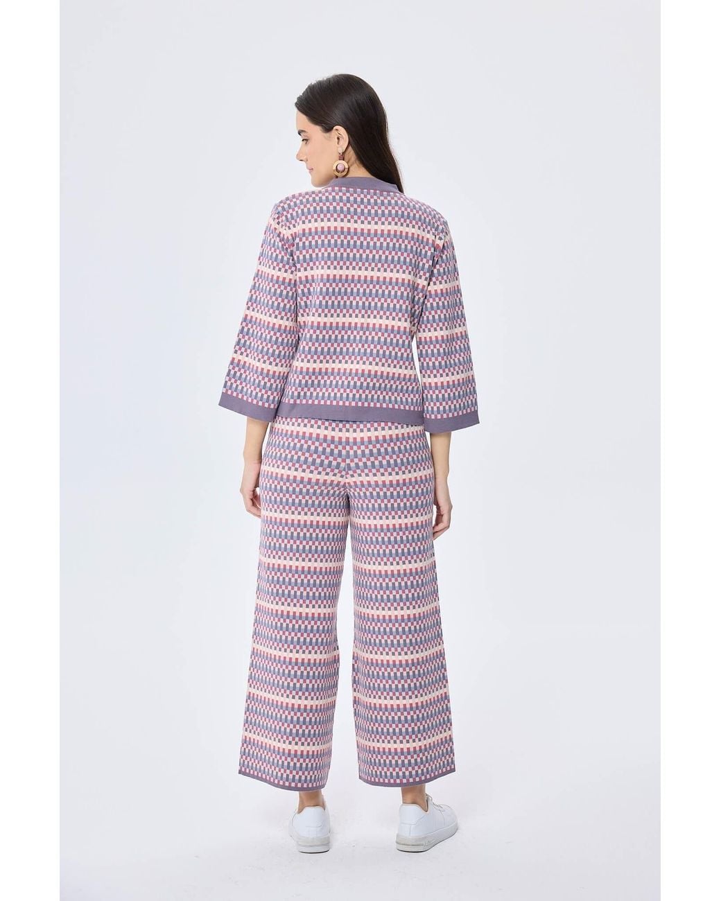 Peraluna Red Imagine Jacquard Knit Cardigan