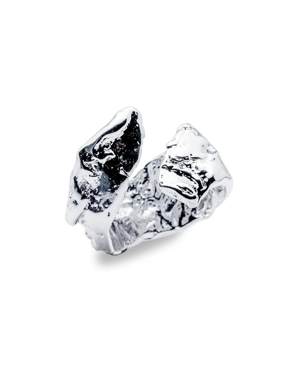Mercela White Wide Open Statement Ring With Textured Sculptural Form – Nature Inspired Chunky Jewellery Gift For Her