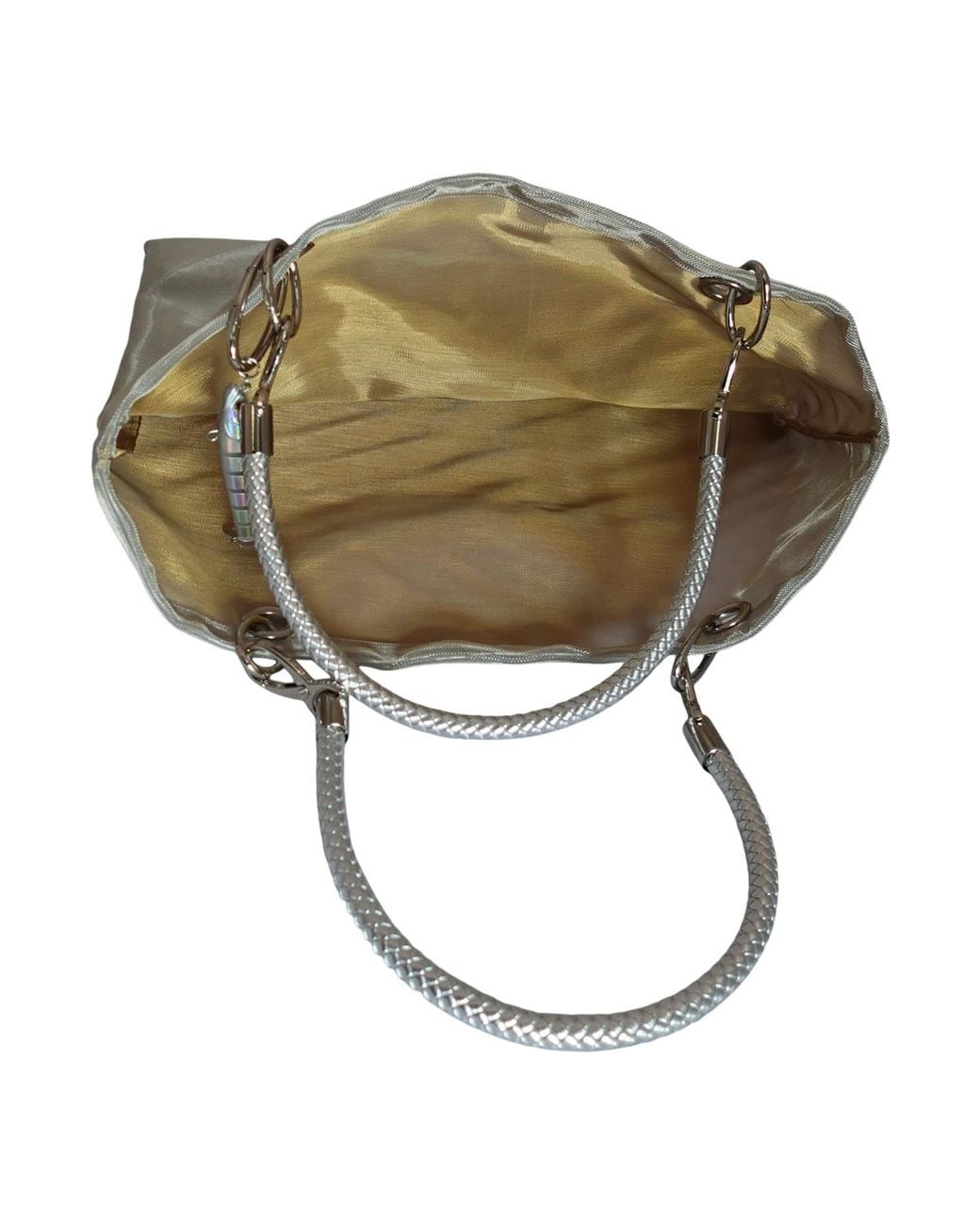 Romer Millinery Gray Metallic Mesh Beach Tote With Fish Charm