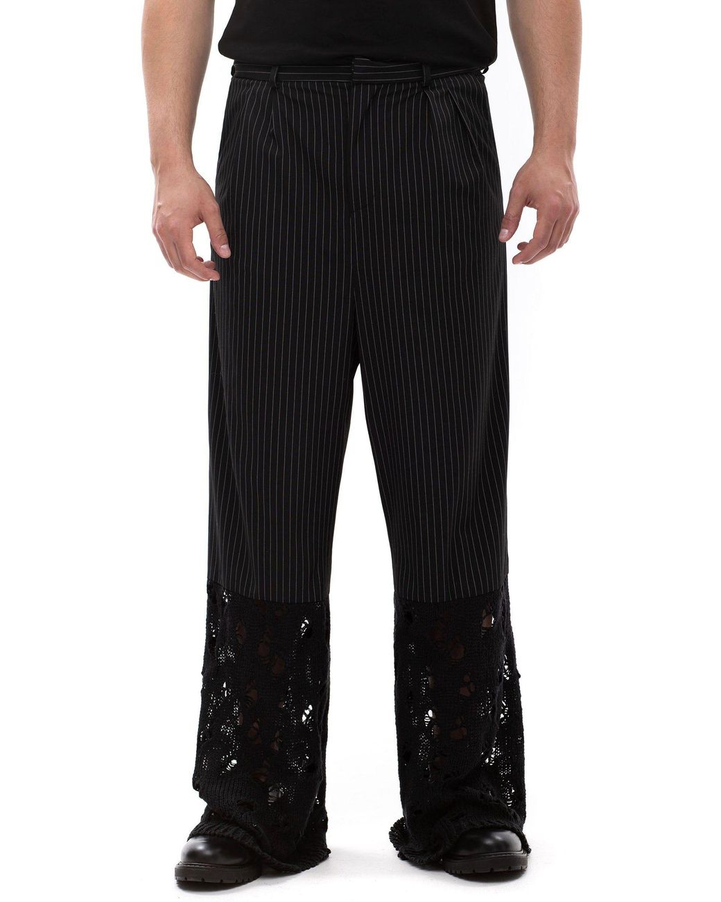Maison Bogomil Black Split Code Trousers for men