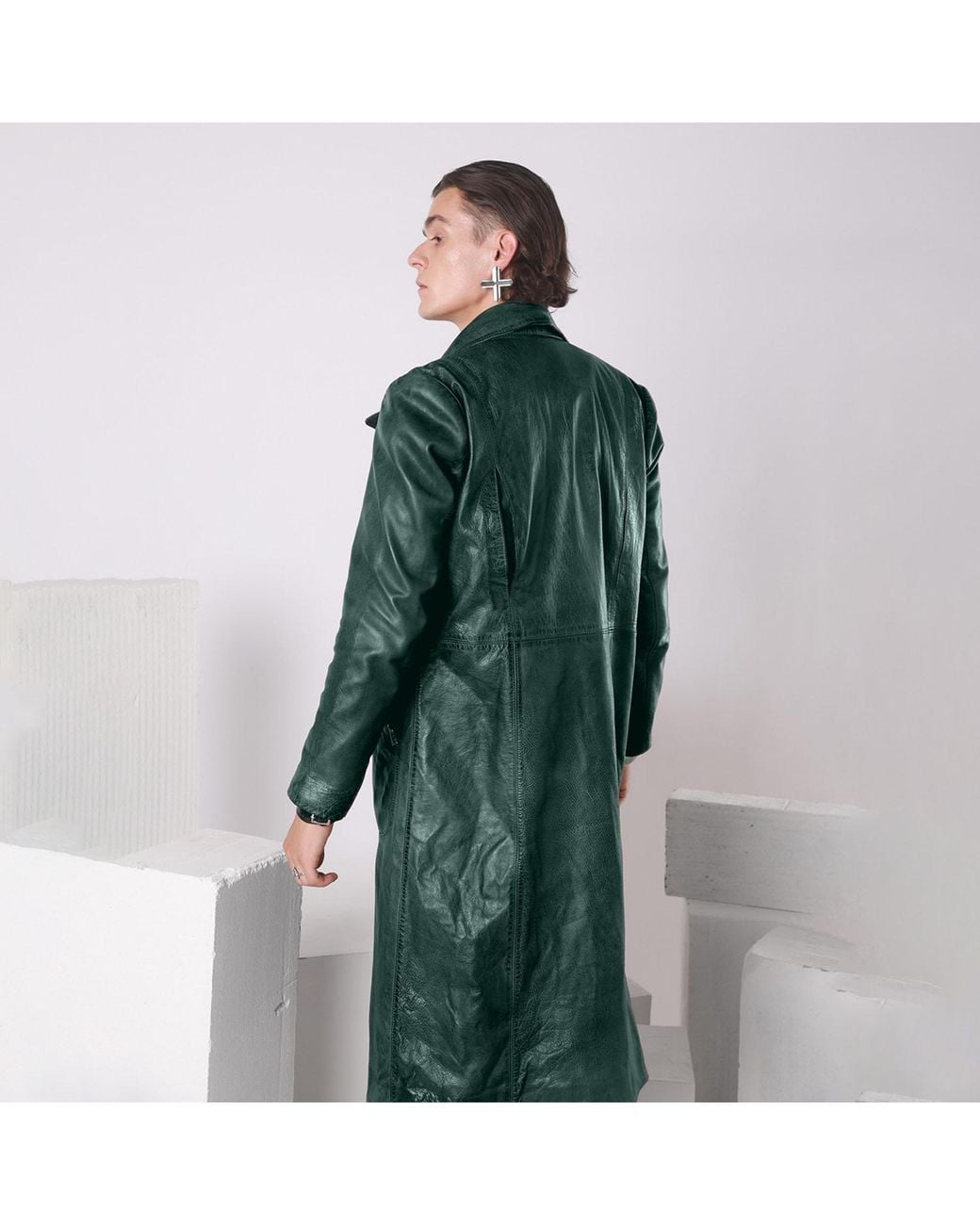 Zasta Studio Green Planet Long Coat Leather Jacket for men