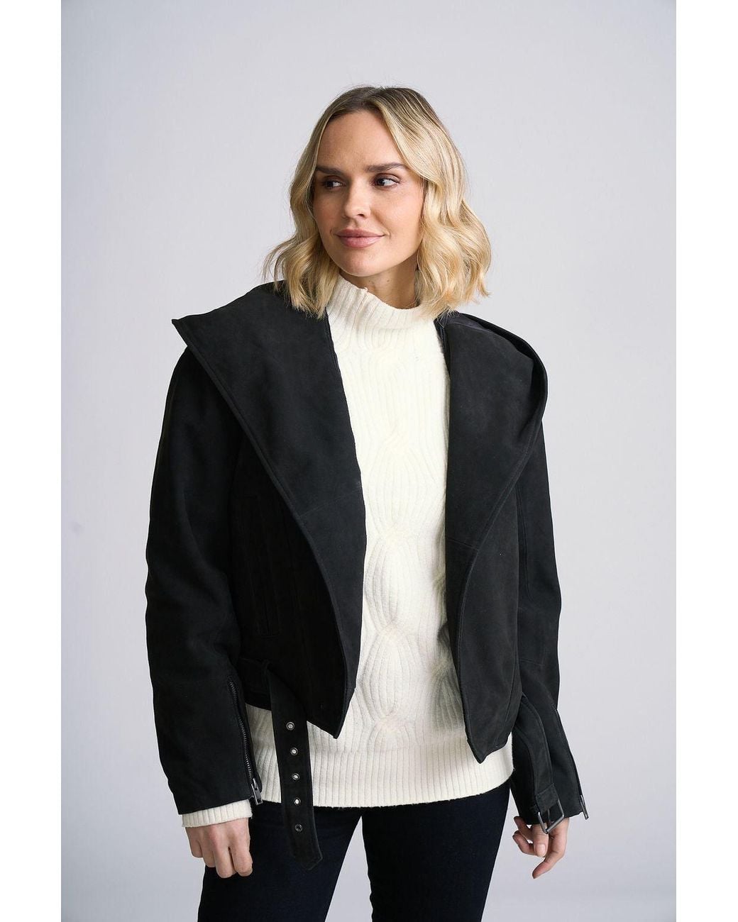 Mauritius Black Soft Suede Hooded Shirt-Jacket Anna