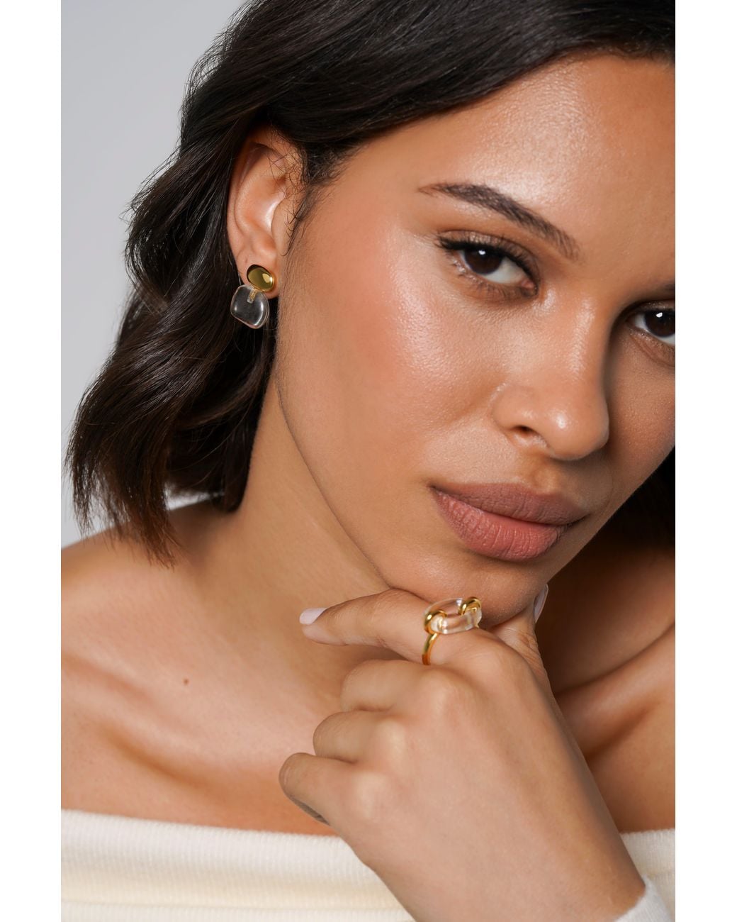Zynnia Collective Metallic Pebble Stack Studs