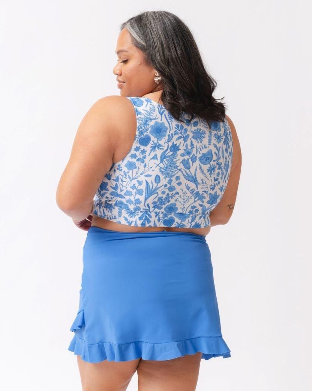 Lime Ricki Swimwear Blue Coastline Ruffle Skirt W/ Bottoms
