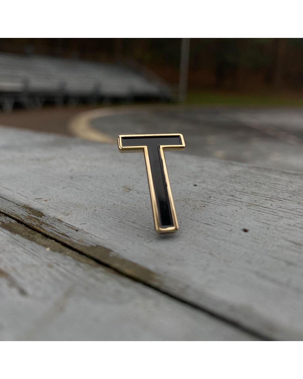 Make Heads Turn Black Enamel Letter T Pin