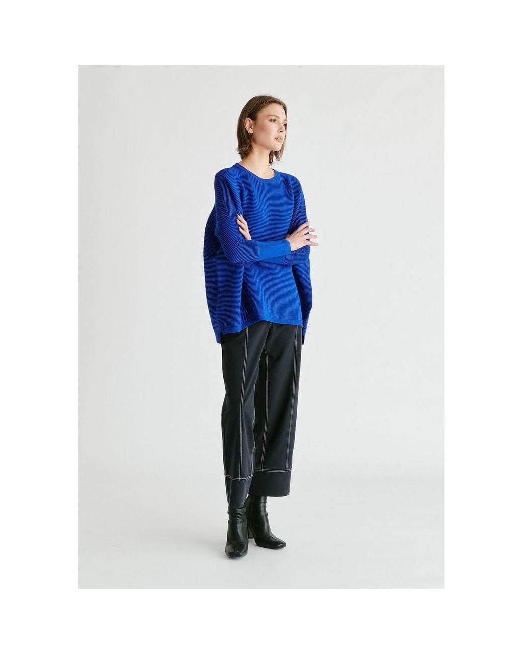 Paisie Blue Ribbed Jumper