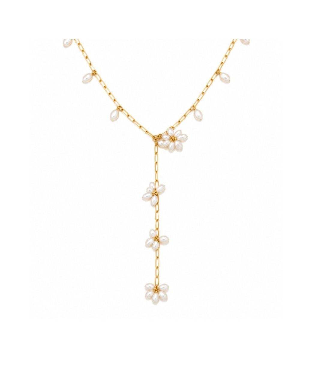 Lalinde Metallic Pearl Cascade Necklace