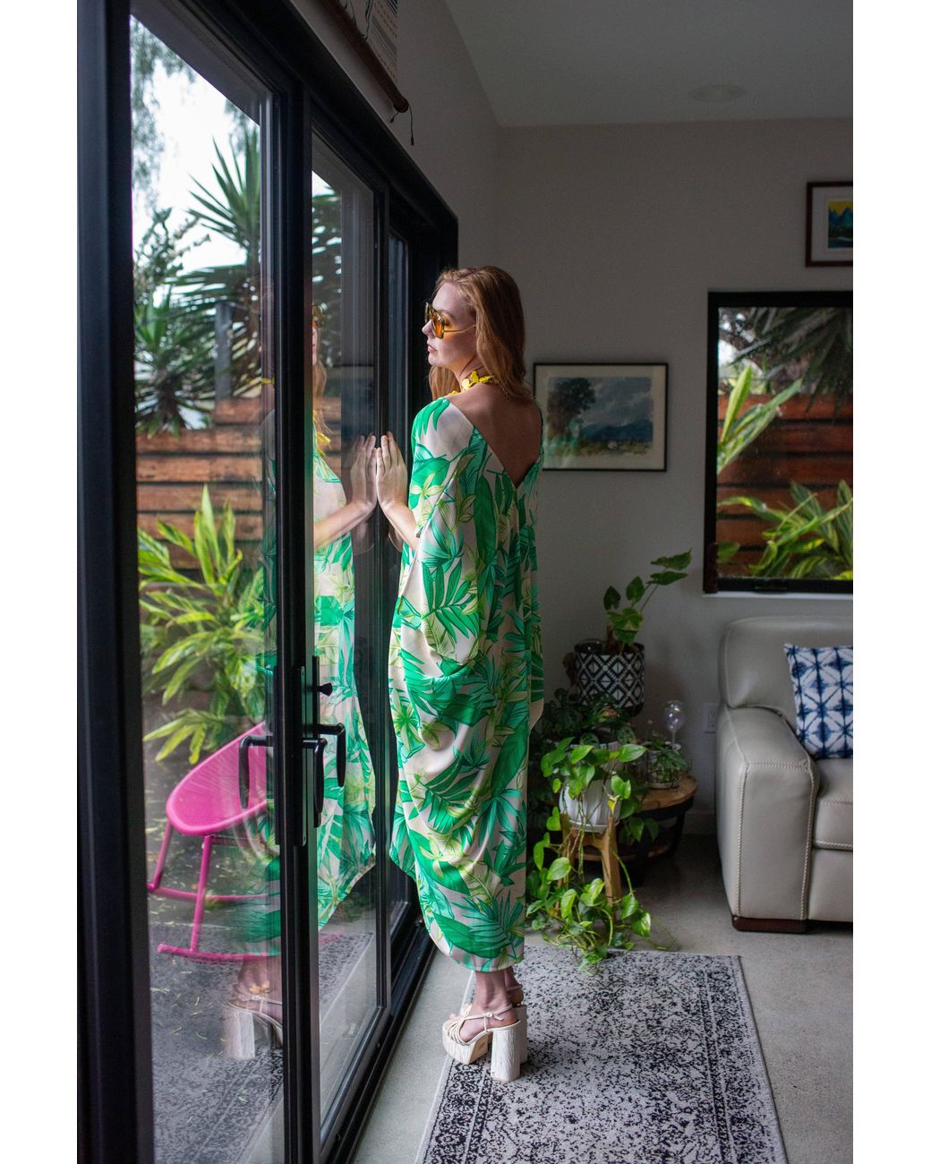 Jennafer Grace Green Canopy Nude Caftan