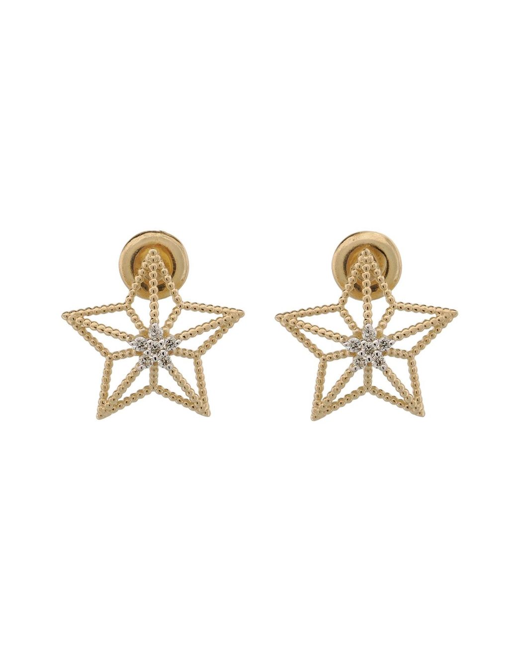 Ebru Jewelry Metallic Spiritual Guiding Star Diamond Stud Earrings