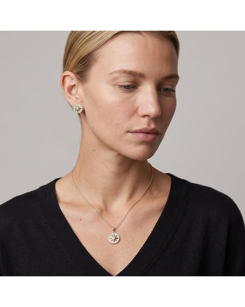 Uchi and Soto Metallic Enso Star Pendant Necklace & Earrings Set