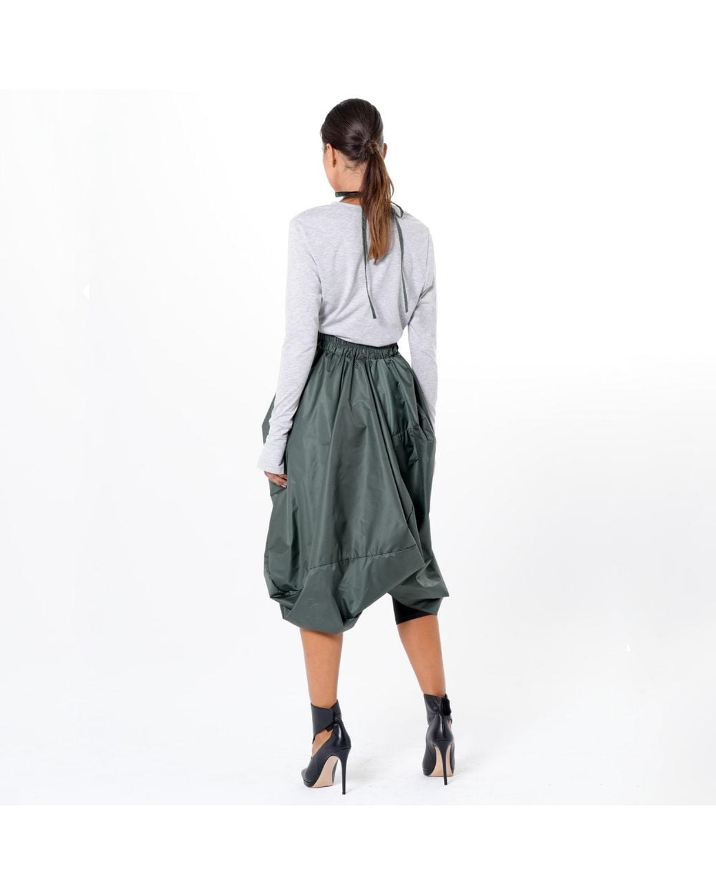 Metamorph Green Draped Balloon Pinafore Dress