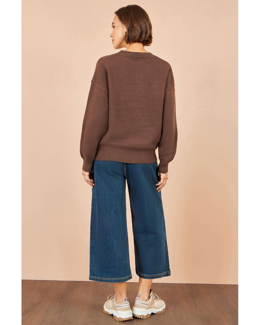 Yumi' Brown Teddy Bear Relaxed Jumper