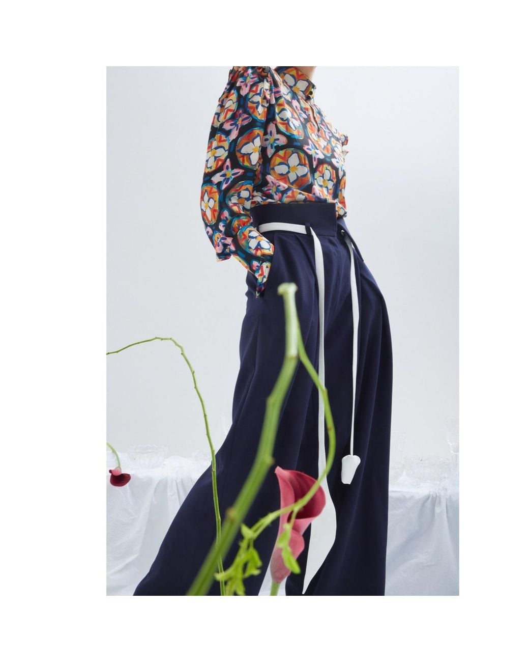Julia Allert Blue Fashion Forward Wide-Leg Pants & Contrast Belt