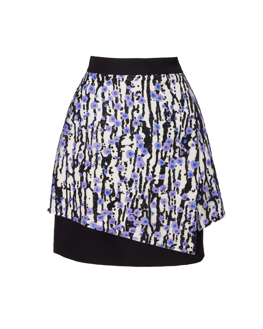 Julia Allert Black High-Waisted Multi-Layered Mini Skirt With Patent Belt Liliac