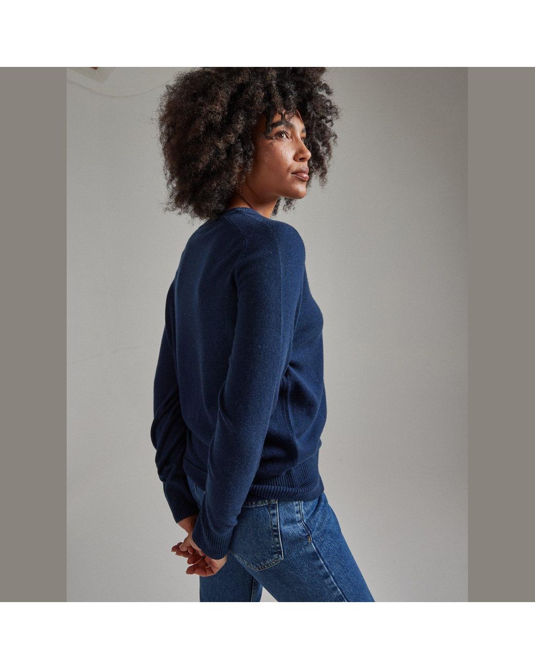 Salts Cashmere Blue Split Crew Neck Sweater